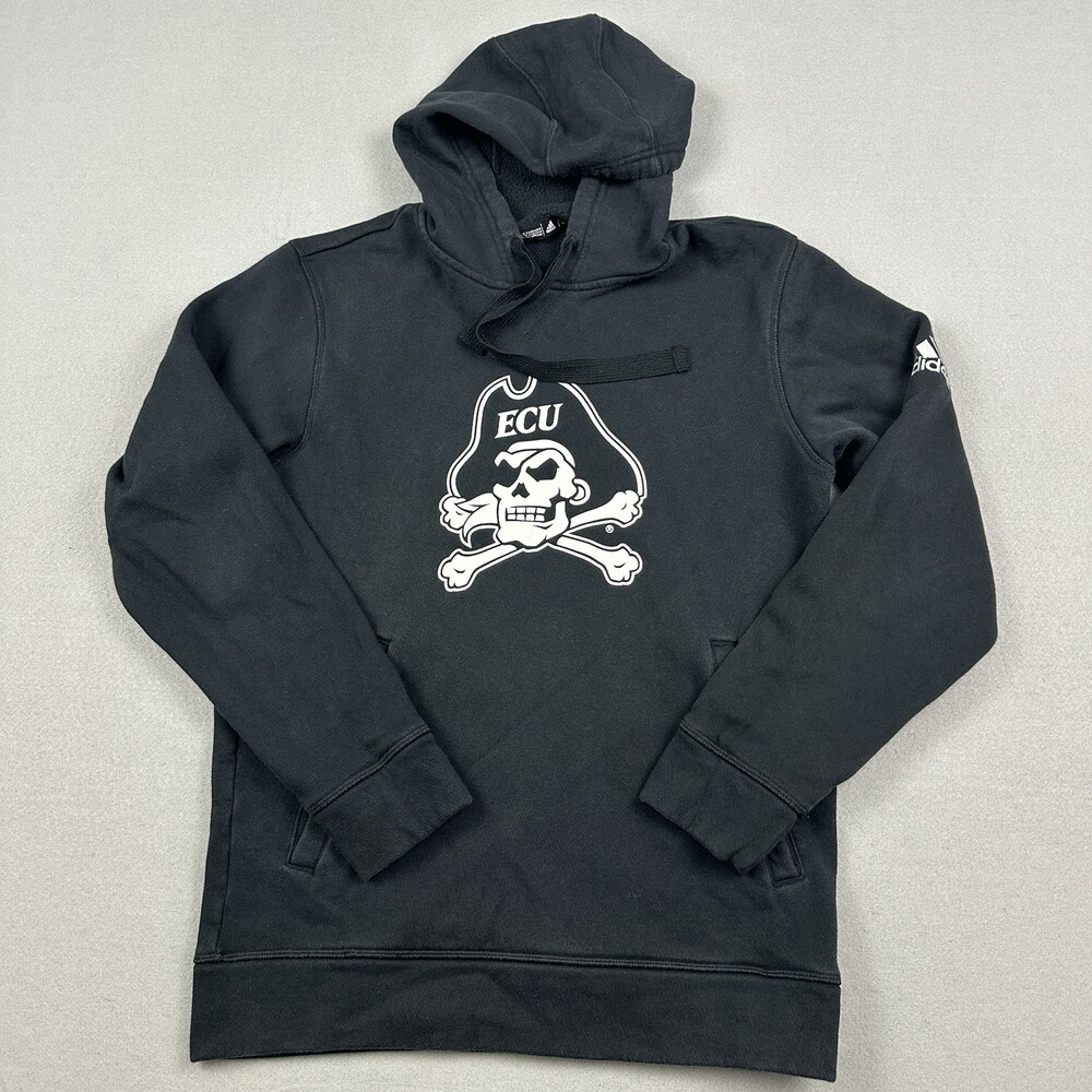 East Carolina Pirates Hoodie Men Small Black Adidas Basketball Sweatshirt NCAA S